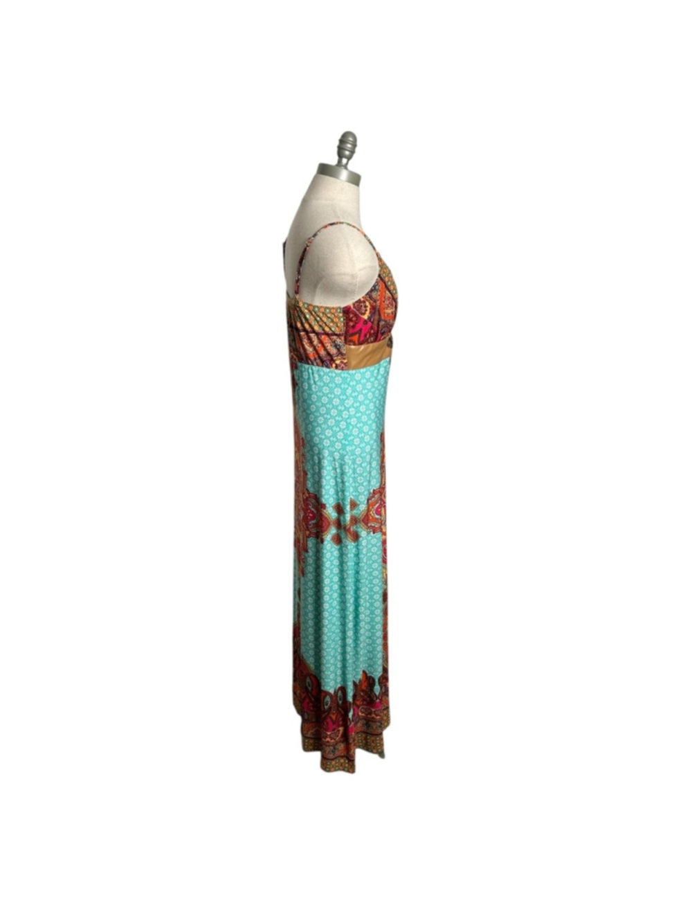 VENUS Multi Colored Floral Paisley Print Maxi Dress with Beaded Embroidery Small - Picture 6 of 13